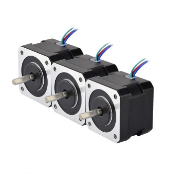 3PCS Nema 17 Bipolar 1.8deg 26Ncm(36.82oz.in) 0.4A 42x42x34mm 4 Hilos