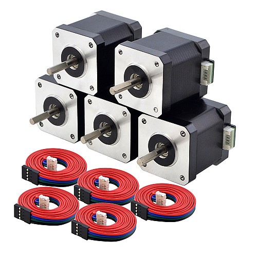 5uds E Series Nema 17 Bipolar 55Ncm(77.88oz.in) 2A 42x42x48mm 4 Hilos con 1m de Cable y Conector 5uds E Series Nema 17 Bipolar 55Ncm(77.88oz.in) 2A 42x42x48mm 4 Hilos con 1m de Cable y Conector