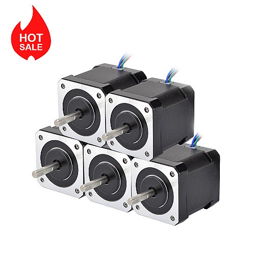 5pcs Nema 17 Bipolar 59Ncm(83.55oz.in) 2A 42x42x48mm 4 Hilos con 1m de Cable y Conector 5pcs Nema 17 Bipolar 59Ncm(83.55oz.in) 2A 42x42x48mm 4 Hilos con 1m de Cable y Conector