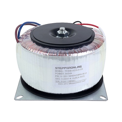 Transformador toroidal monofásico de 900VA de 120VAC a 220VAC 4,10A 50/60Hz - TR900-A220-A120 | StepperOnline Transformador toroidal monofásico de 900VA de 120VAC a 220VAC 4,10A 50/60Hz - TR900-A220-A120 | StepperOnline